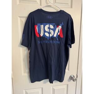 Under Armour Loose Fit USA Freedom Patriotic Flag T-Shirt Sz: XL